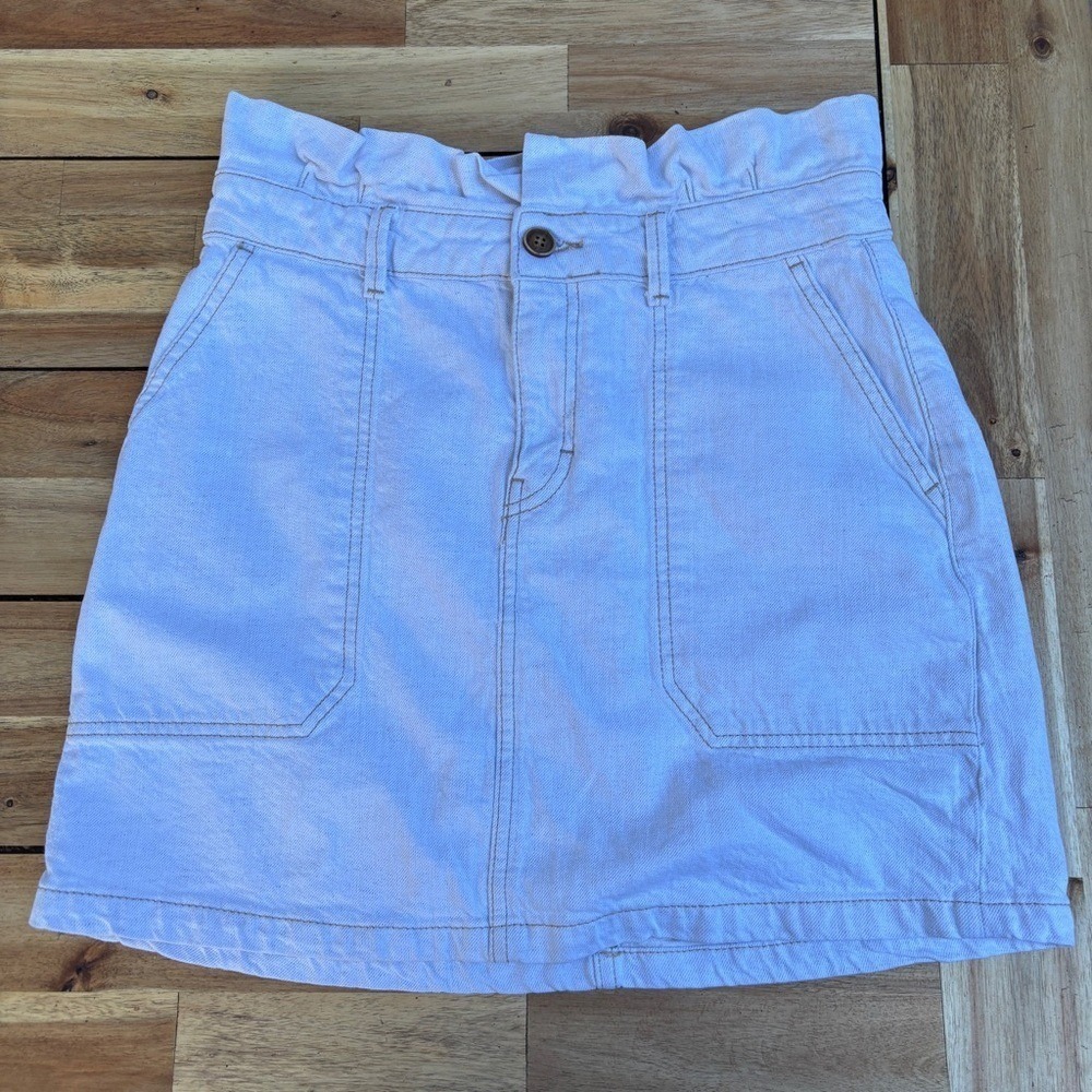 Free People White Utility Skirt‎ – Size 8 Linen Cotton Blend - Picture 6 of 9
